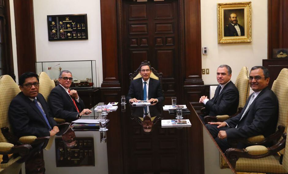 Bajaron tensiones. ReuniÃ³n entre Vizcarra y Olaechea se dio en medio de crisis polÃ­tica. (Foto: PCM)